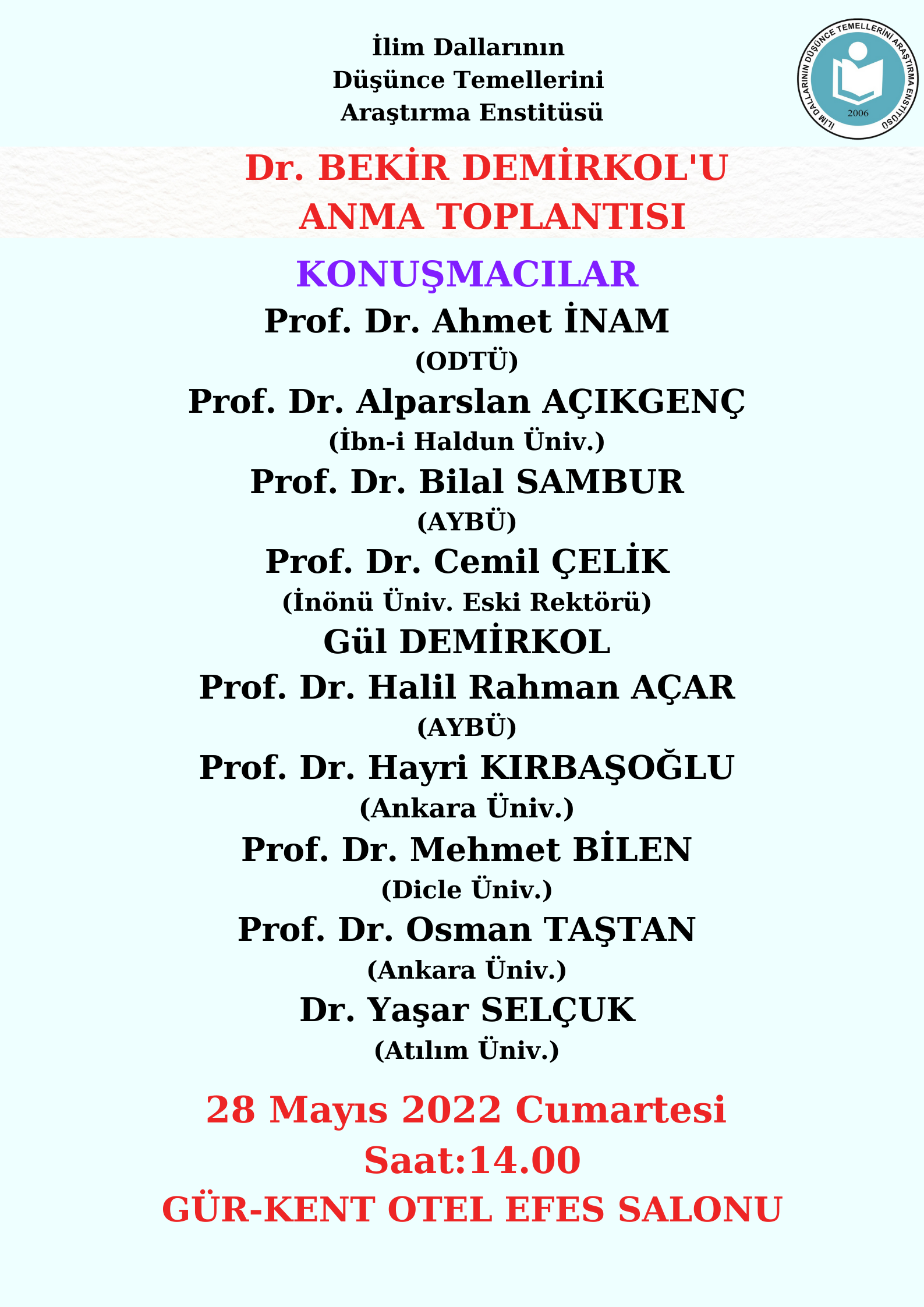 Dr. Bekir Demirkol'u Anma Toplantısı -28.05.2022-