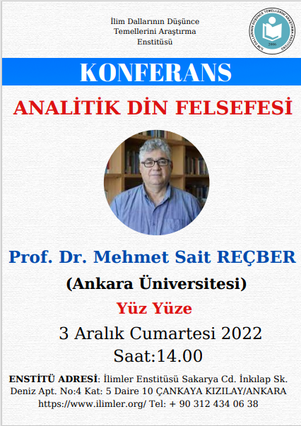 Analitik Din Felsefesi -Prof. Dr. Mehmet Sait REÇBER- 03.12.2022