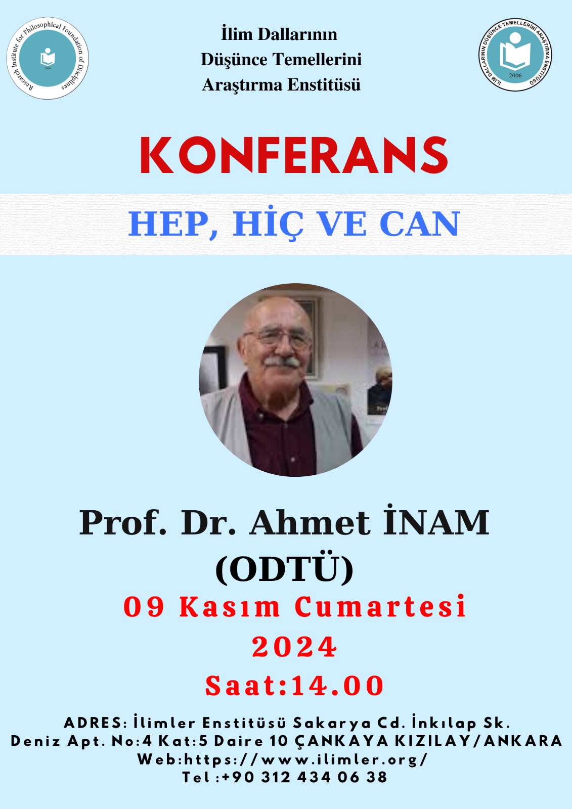 HEP, HİÇ VE CAN -Prof. Dr. Ahmet İnam- 