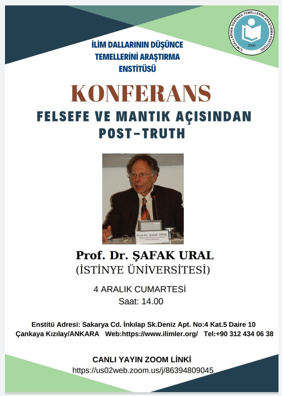 Felsefe ve Mantık Açısından Post-Truht -04.12.2021- Prof. Dr. Şafak URAL
