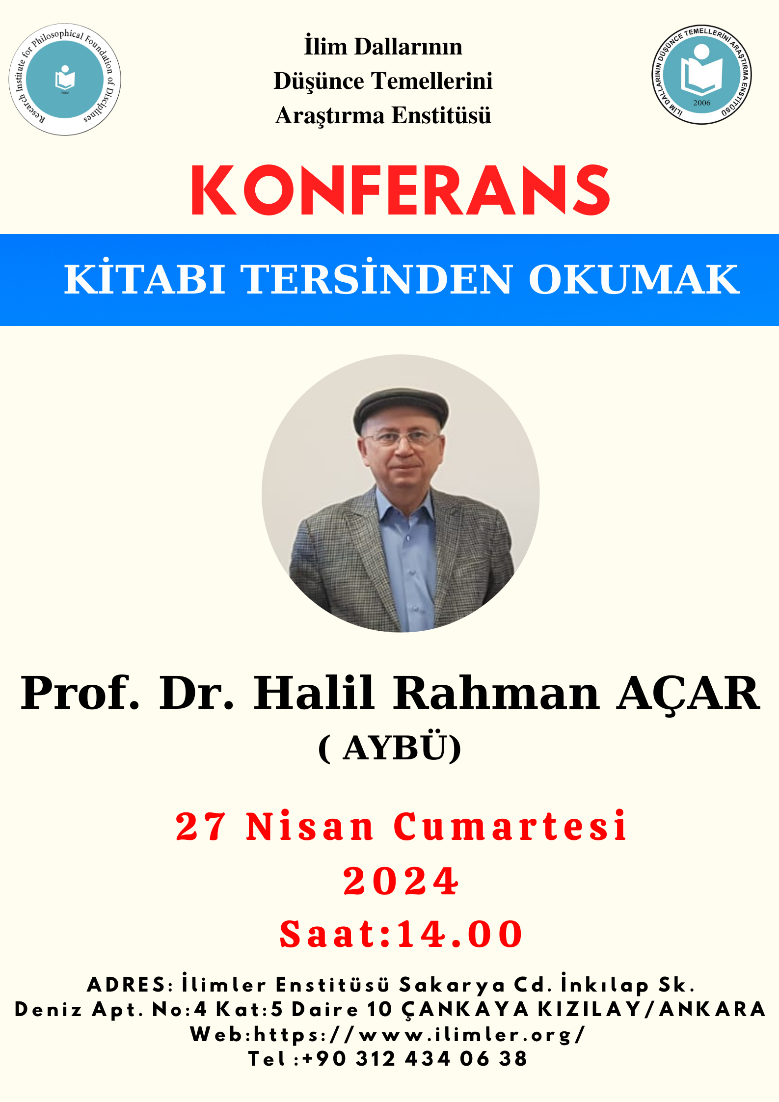 Kitabı Tersinden Okumak -Prof. Dr. Halil Rahman Açar- 27.04.2024